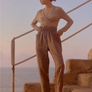 OZMA Utility Pant, Heavy Laundered Linen in Stone